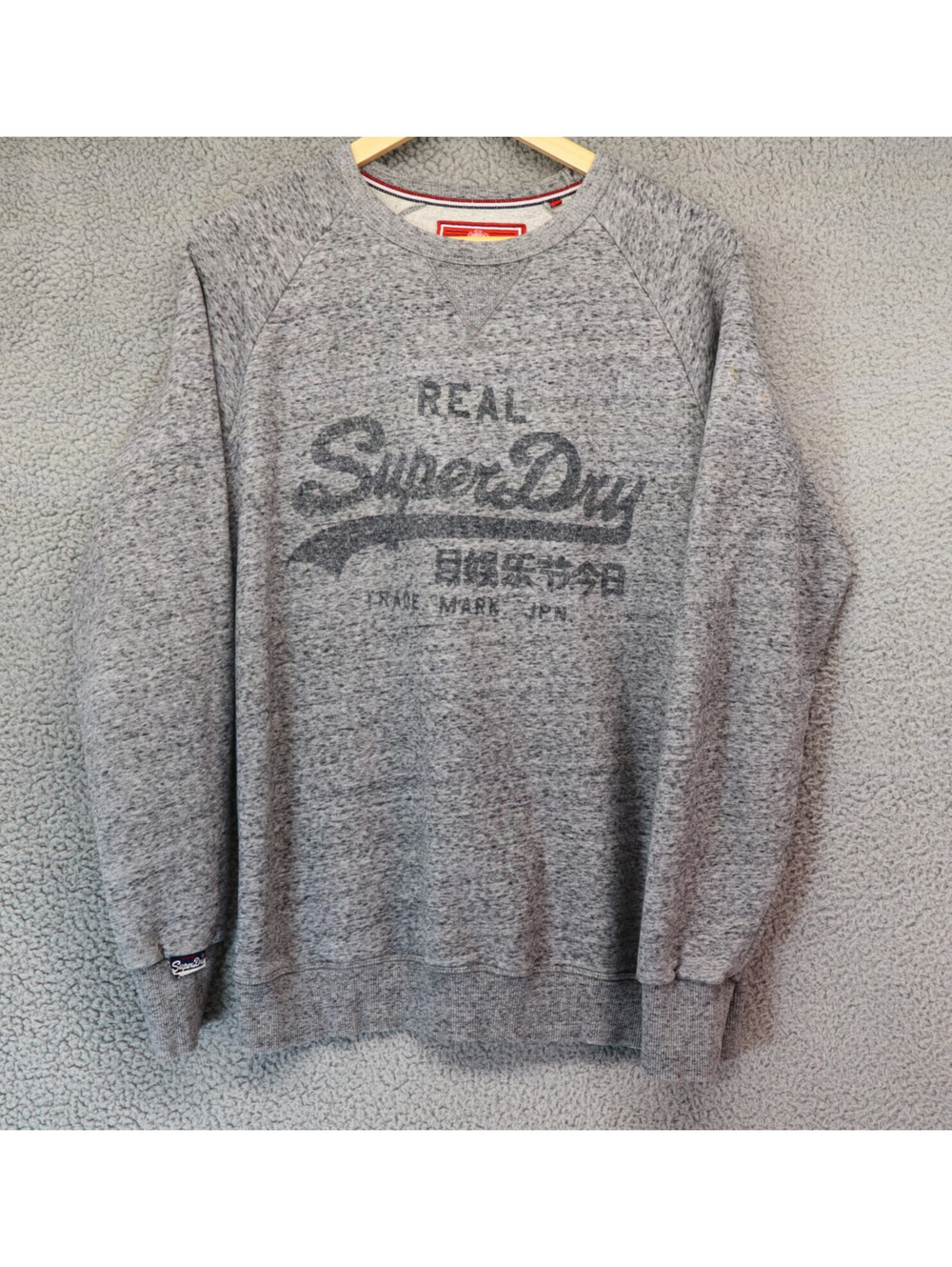 Superdry Sweater Mens Medium Gray Cotton Crewneck Granola